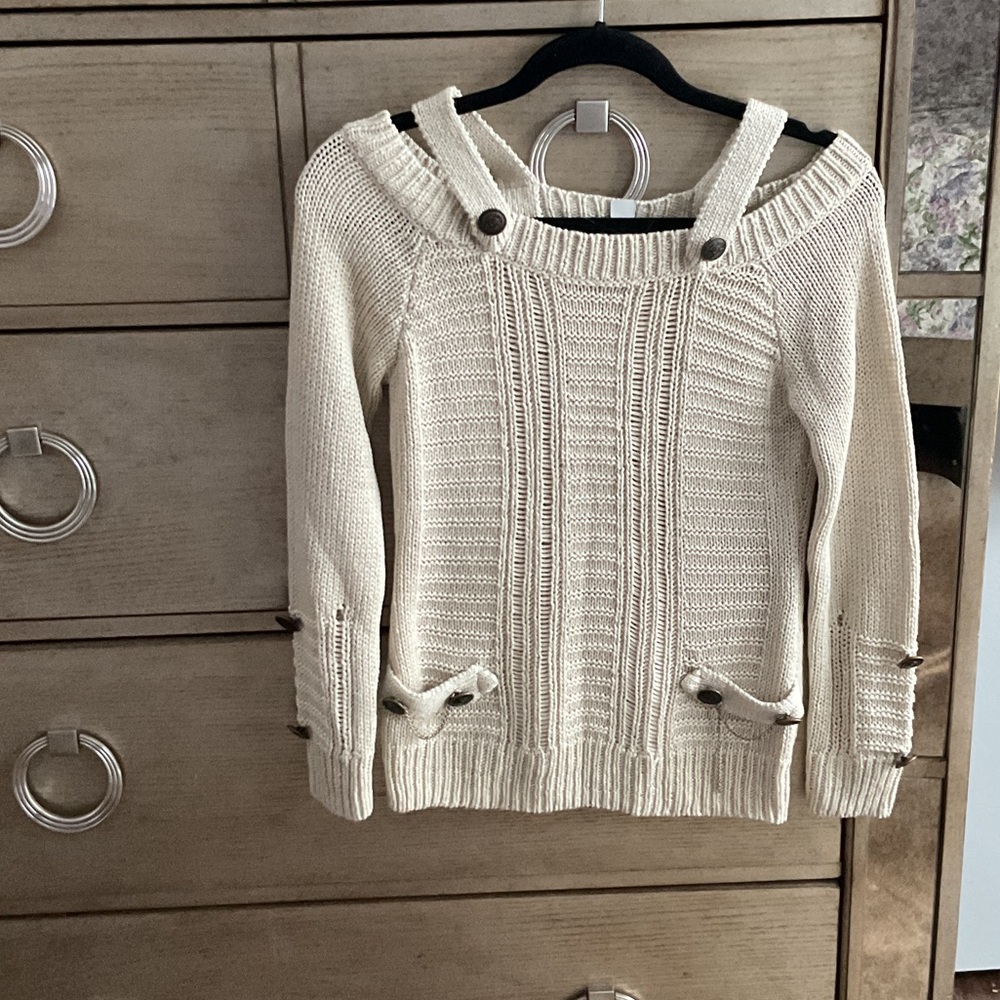 Boston Proper Off-the-Shoulder Cream Sweater
